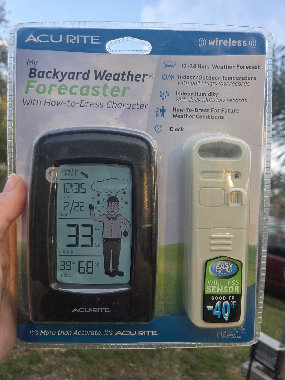 Acurite Wireless My Backyard Weather Forecaster w/How to Dress Character SEALED
